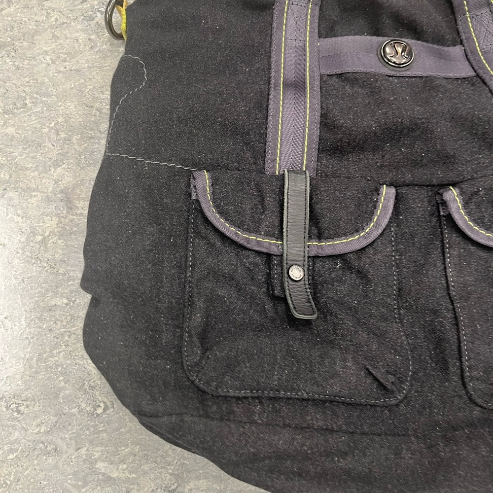 Lululemon Wool Tote Black Gray Green Big Gym Yoga Laptop Shoulder Bag. - Picture 5 of 13
